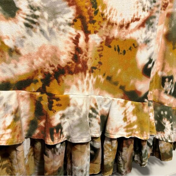 Simply Vera-Vera Wang Women’s Tie Dye Blouse Top Peplum Hem White Green XL - Picture 5 of 12